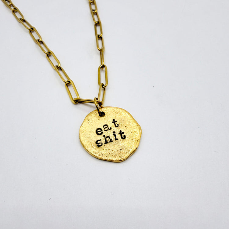 Hand Stamped Silver Charm Chunky Dangle Charm Holder Necklace
