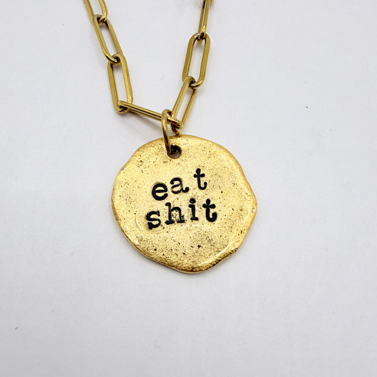 Hand Stamped Silver Charm Chunky Dangle Charm Holder Necklace