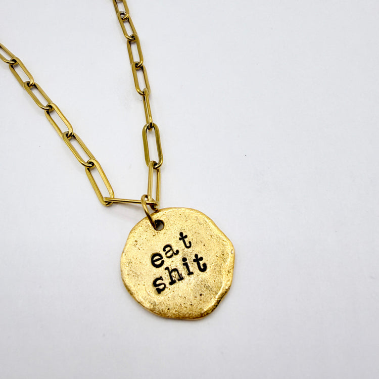 Hand Stamped Silver Charm Chunky Dangle Charm Holder Necklace