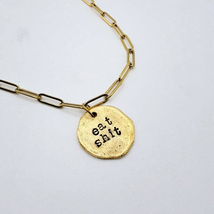 Hand Stamped Silver Charm Chunky Dangle Charm Holder Necklace