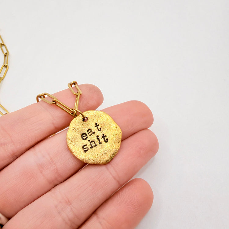 Hand Stamped Silver Charm Chunky Dangle Charm Holder Necklace