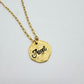 Angel Gold Hand Stamped Disc Necklace Charm