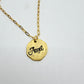 Angel Gold Hand Stamped Disc Necklace Charm