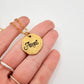 Angel Gold Hand Stamped Disc Necklace Charm