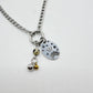 Hand Stamped Silver Charm Chunky Dangle Charm Holder Necklace