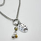 Hand Stamped Silver Charm Chunky Dangle Charm Holder Necklace