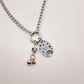 Hand Stamped Silver Charm Chunky Dangle Charm Holder Necklace