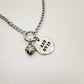 Hand Stamped Eat Shit Pewter Silver Charm Holder Necklace