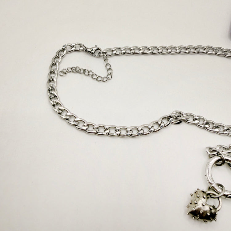 Hand Stamped Eat Shit Pewter Silver Charm Holder Necklace