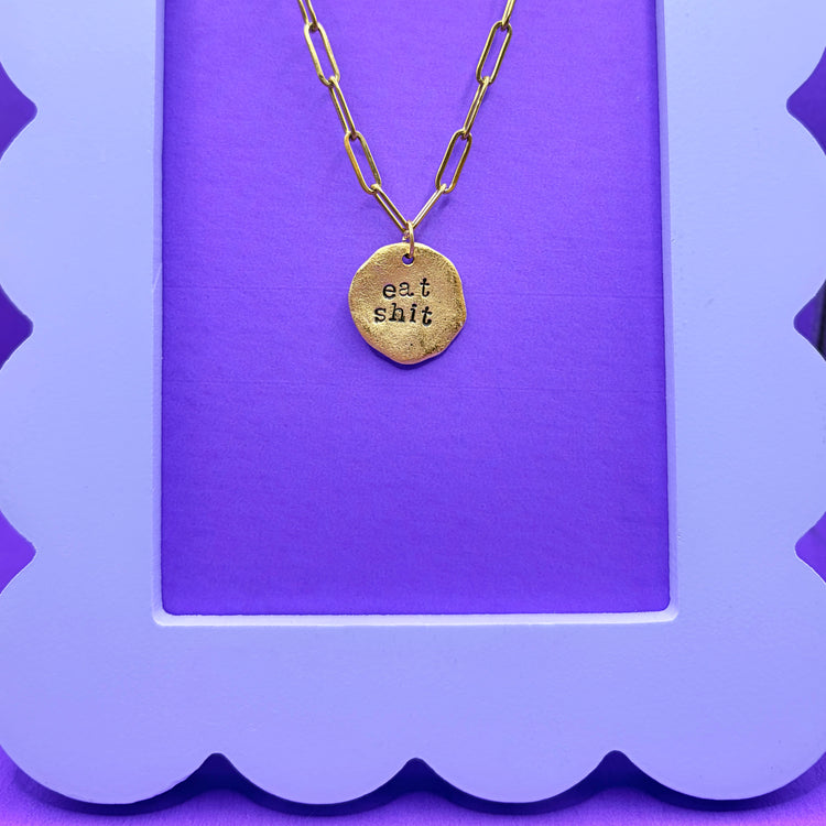 Hand Stamped Silver Charm Chunky Dangle Charm Holder Necklace