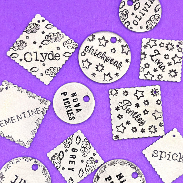Hand Stamped Pet Tags Custom Dogs Cats Name