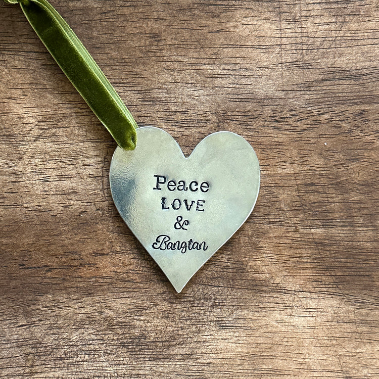 BTS ARMY Peace Love Bangtan Heart Ornament Holiday Christmas Wall Hanging