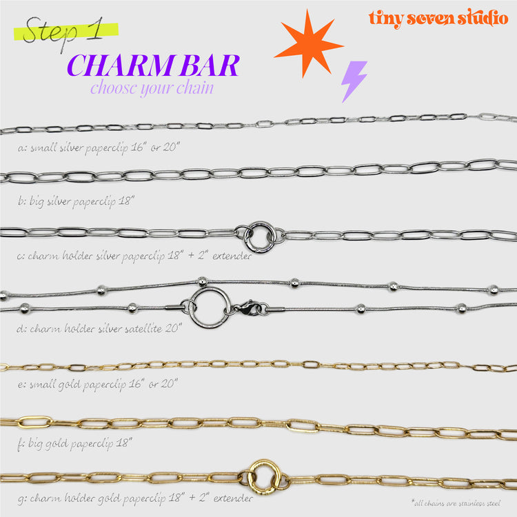 DIY Custom Charm Necklace Paperclip Chain Gold Or Silver