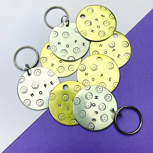 BTS HOPE Hand Stamped Keychain Key Tag Handmade bts ARMY Minimal Subtle Merch