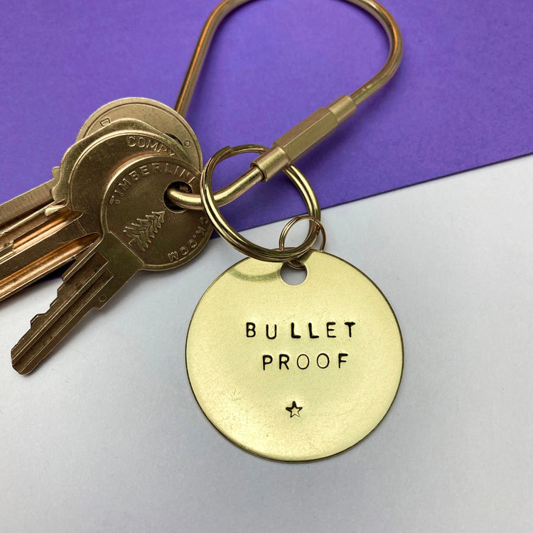 BTS Bulletproof Keychain ARMY Merch Gift Hand Stamped