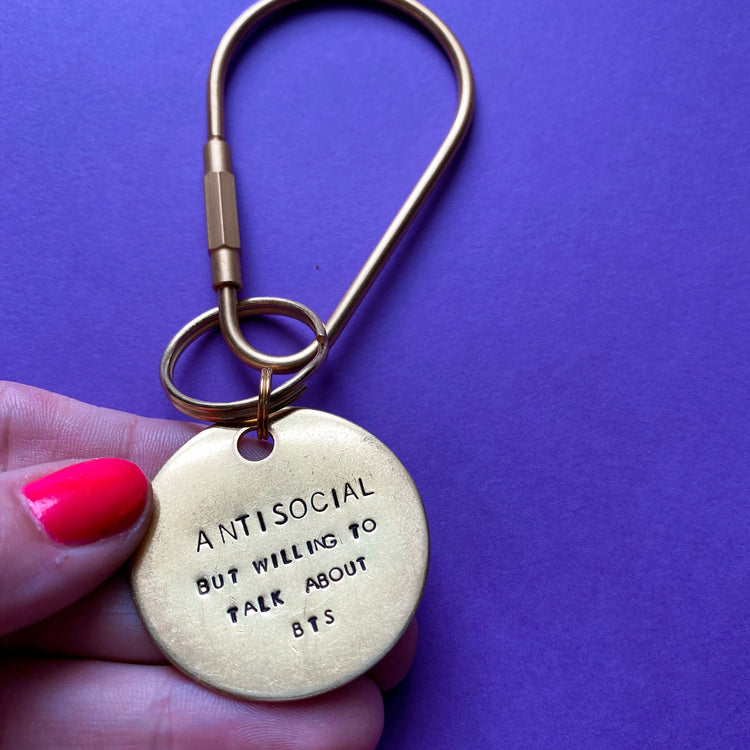 BTS AntiSocial Keychain ARMY BTS Merch Gift Hand Stamped