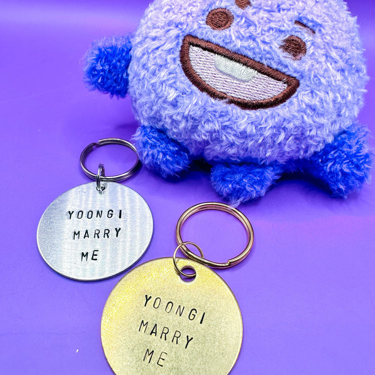 BTS Yoongi Marry Me Keychain BTS Merch Suga Handmade Gift Handstamped Kpop