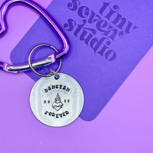 BTS Bangtan Forever Keychain BTS Merch ARMY Gift Handmade Handstamped Kpop Gift