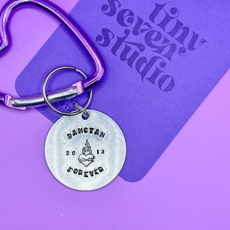BTS Bangtan Forever Keychain BTS Merch ARMY Gift Handmade Handstamped Kpop Gift