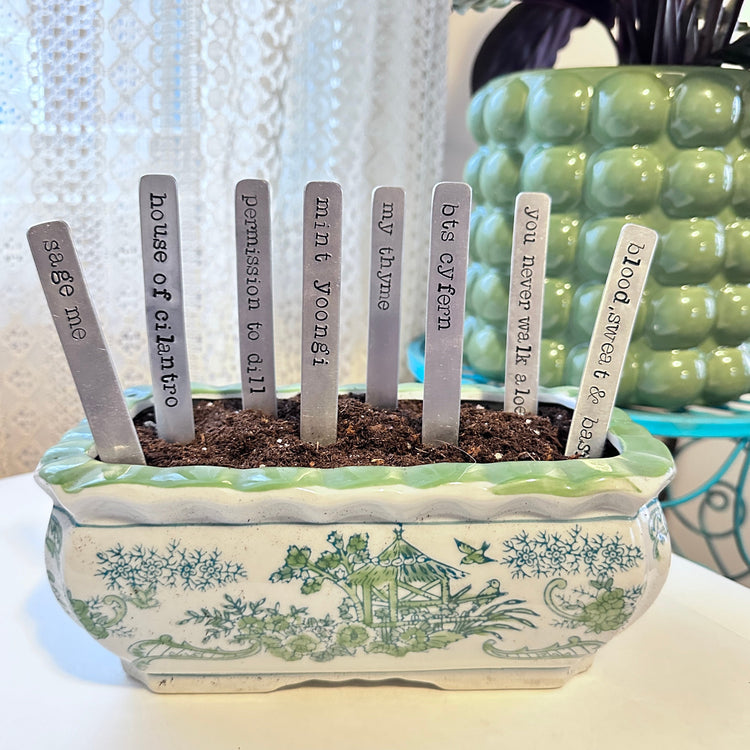 Custom Hand Stamped Plant Stake Garden Marker Funny Puns Plant Lover Gift