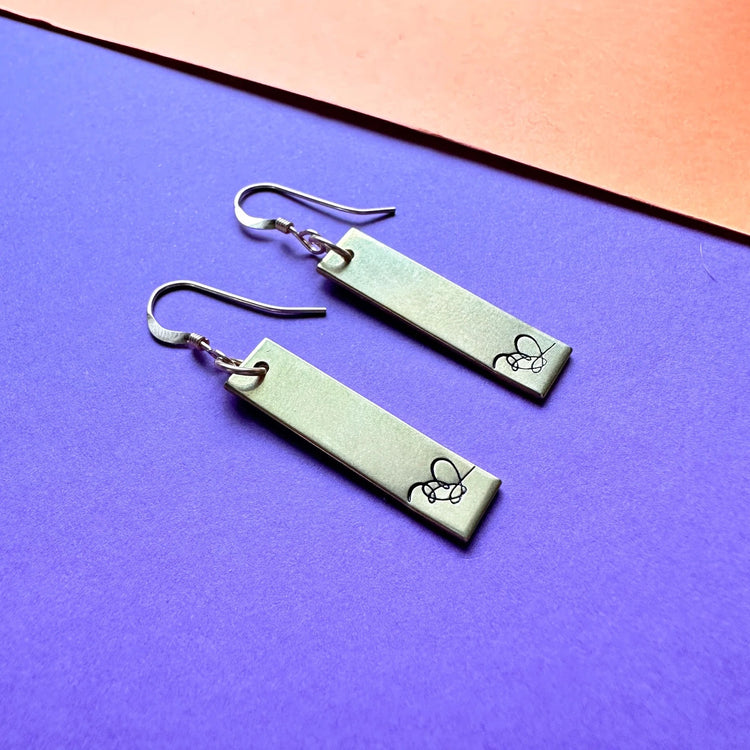 BTS Love Yourself Dangle Earrings Hand Stamped ARMY Gift BTS Logo