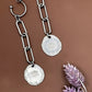 Chunky Eye Silver Earrings Hand Stamped Evil Eye Dangle Paperclip