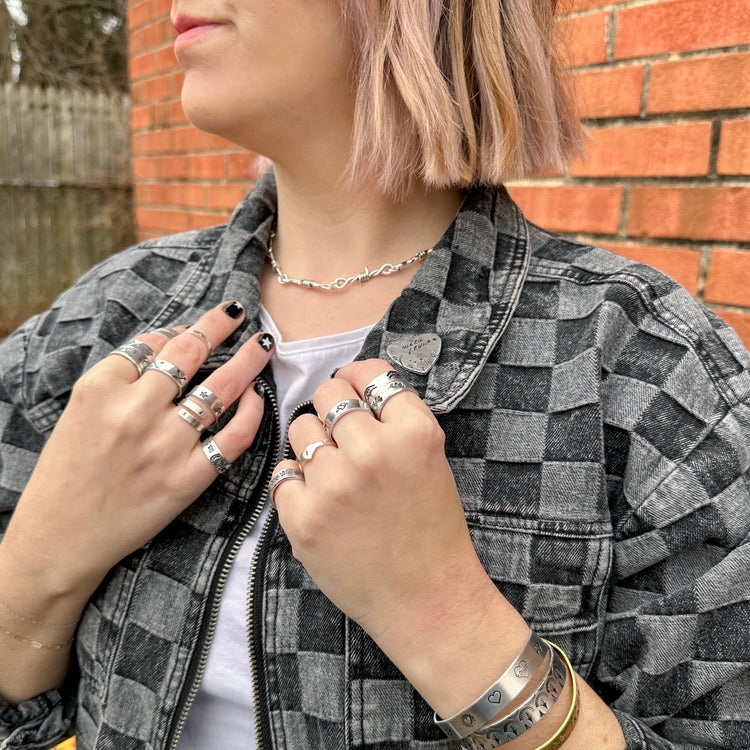 Delicate Custom Initial Silver Aluminum Wrap Ring