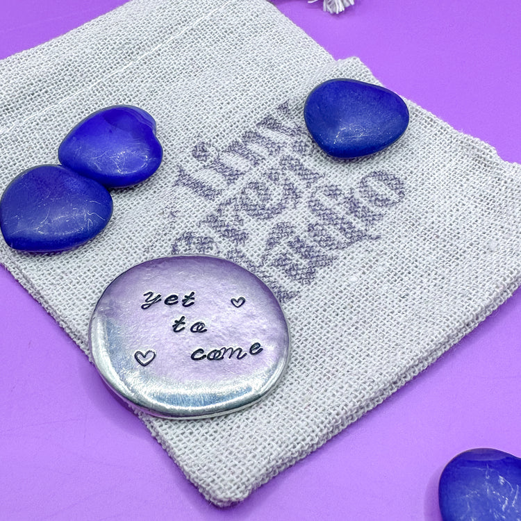 Custom Pewter Pocket Pebbles, Worry Stone, Love Token