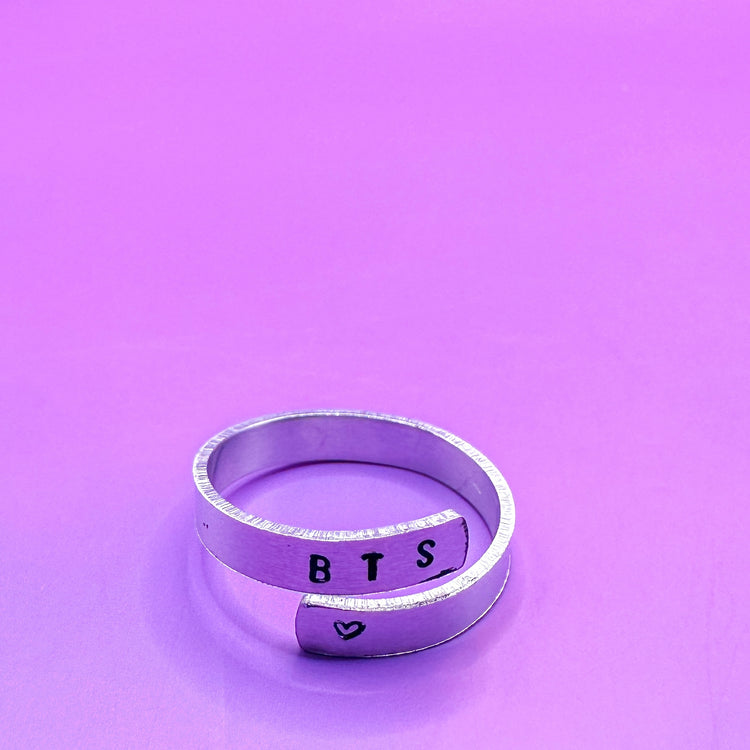 Delicate Custom Initial Silver Aluminum Wrap Ring