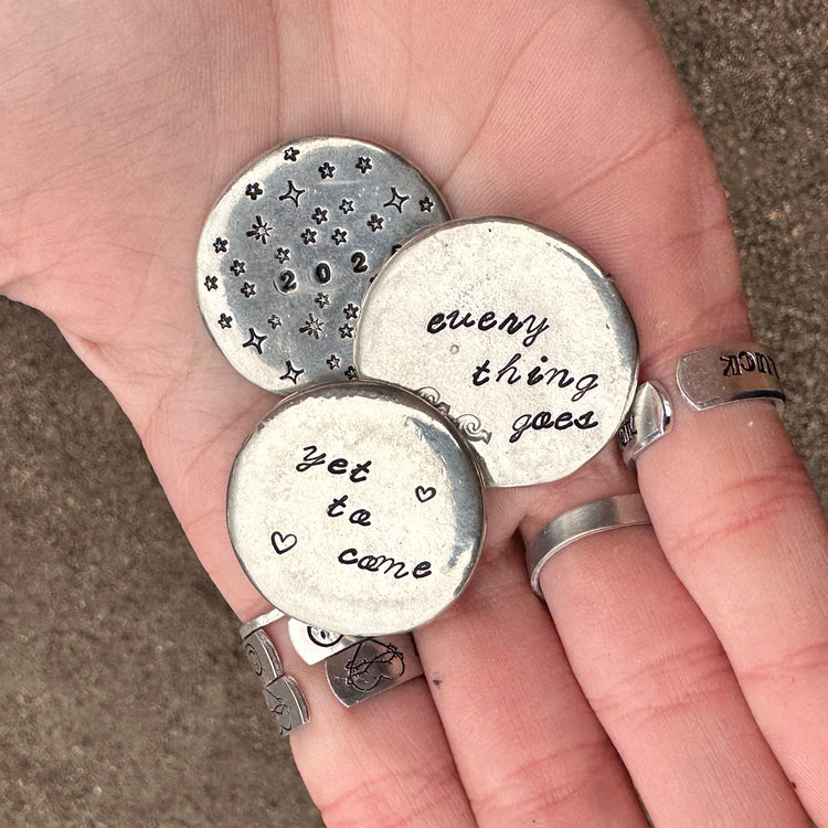 Custom Pewter Pocket Pebbles, Worry Stone, Love Token