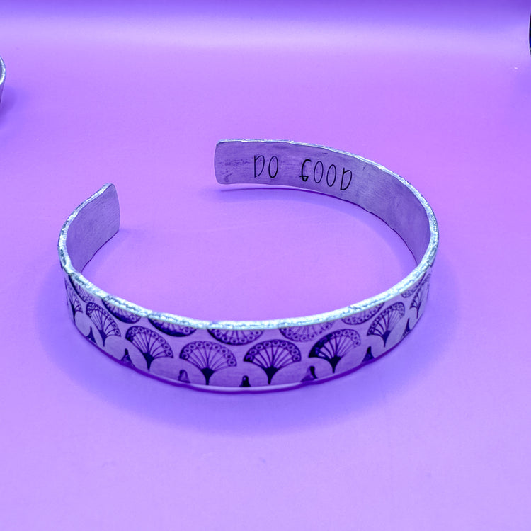 Hand Stamped Hidden Message Brass Aluminum Bracelet Cuff